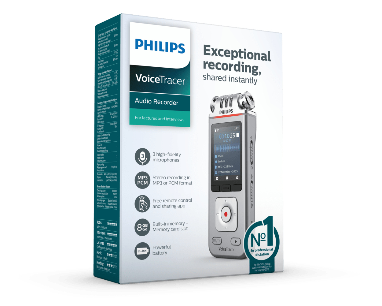 Philips Voice Tracer DVT4110/00 dictaphone Flash card Chrome, Silver – image 8