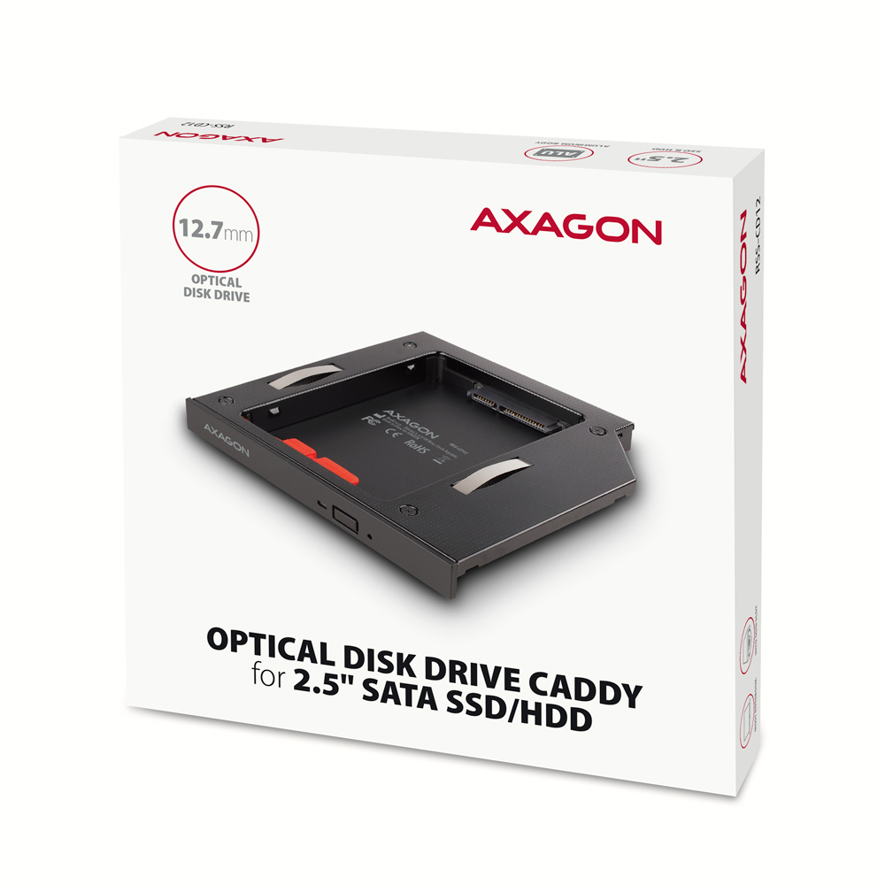 Axagon RSS-CD12 2.5 SSD/HDD caddy into DVD slot 12.7 mm LED ALU – image 9