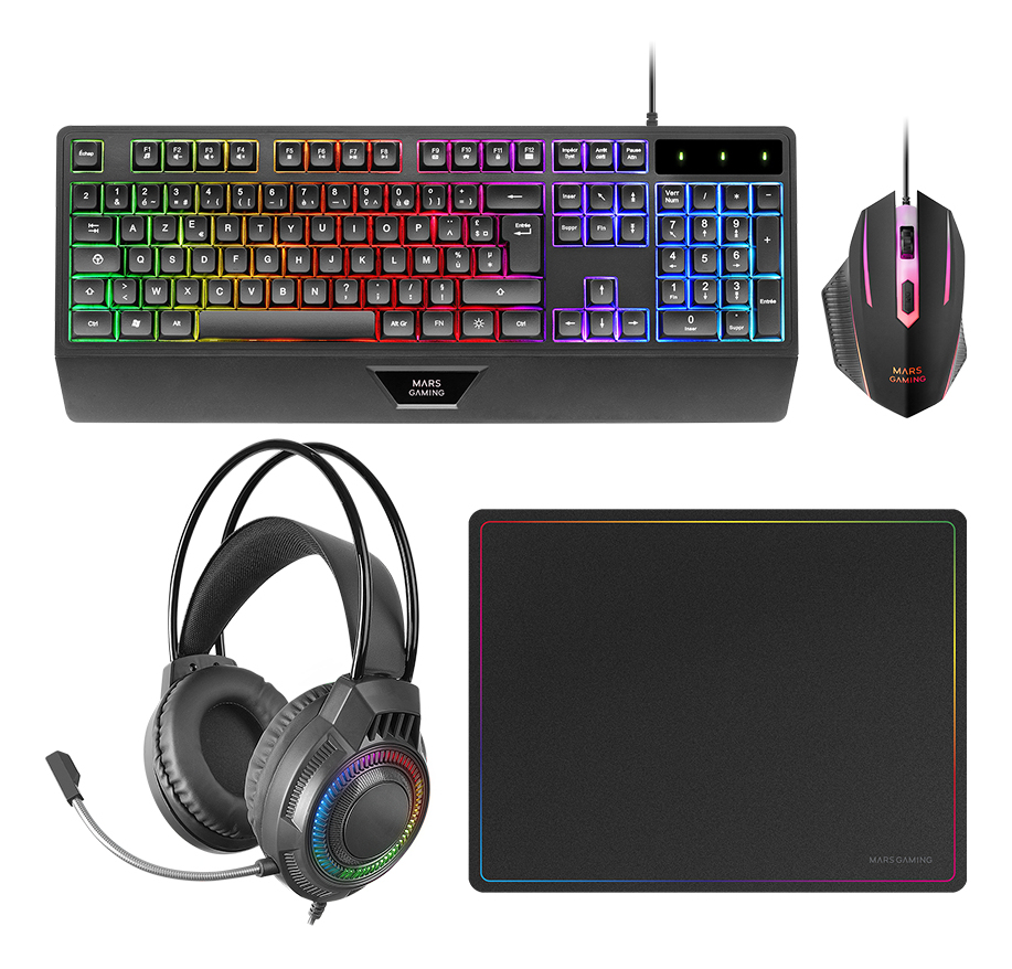 Mars Gaming MCP124PRO tastiera Mouse incluso USB AZERTY Francese Nero