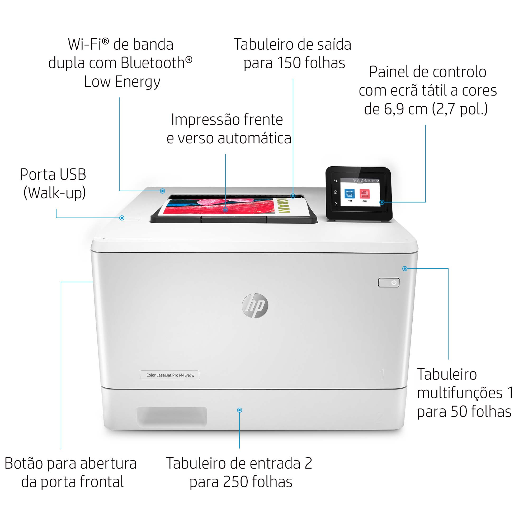 HP LaserJet Pro M454dw Wireless Color Printer, Duplex. Print technology: Laser, Maximum resolution: 600 x 600 DPI, Print s