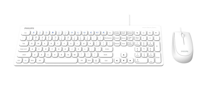 Philips 2000 series SPT6217W/93 keyboard Mouse included Universal USB QWERTY English White