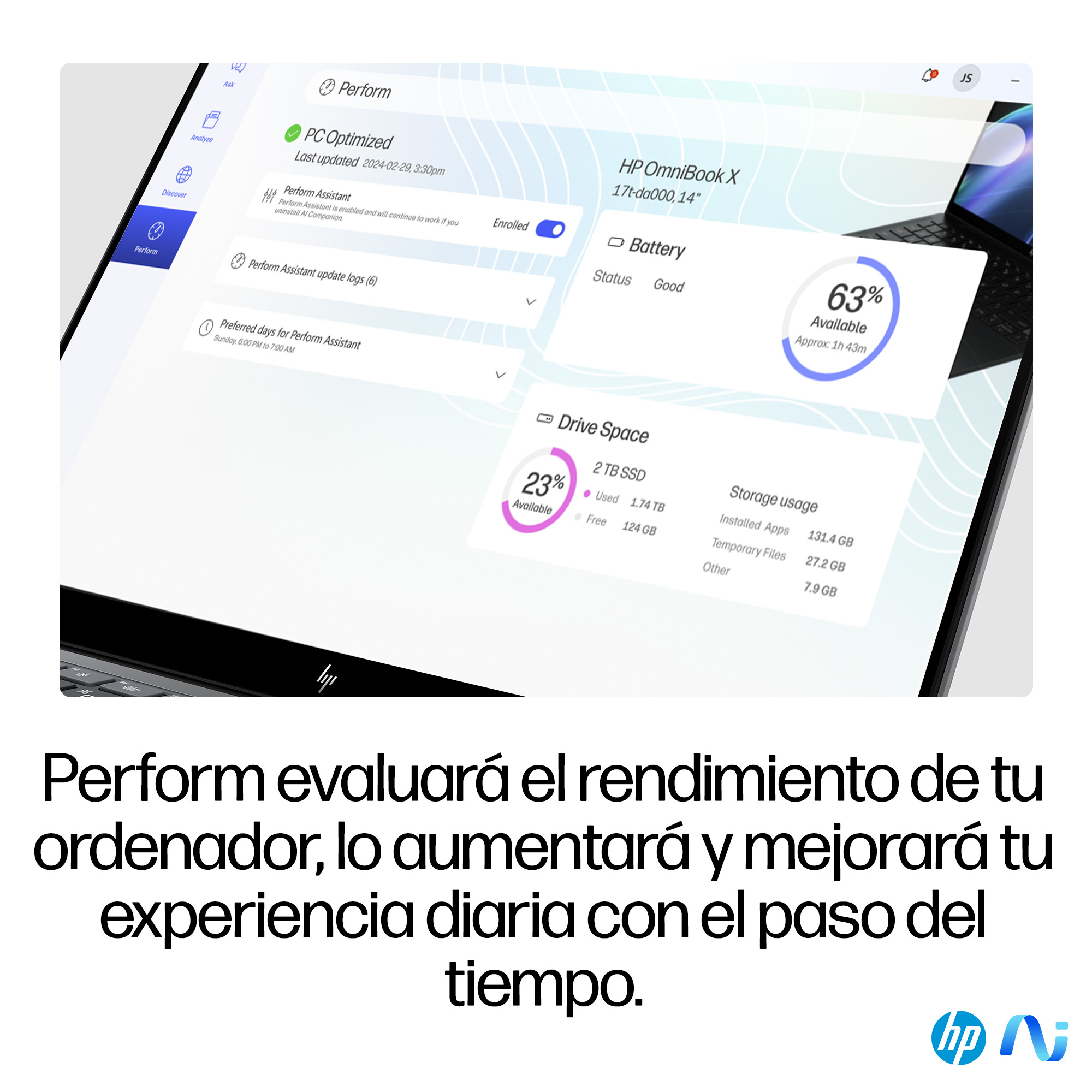 Portátil - HP OmniBook X 14- fe0009ns Copilot+ PC, 14" 2K, Snapdragon® Elite X1E-78-100 45 TOPS, 32GB RAM, 1TB SSD, Adreno Graphics, W 11 H - imagen 15