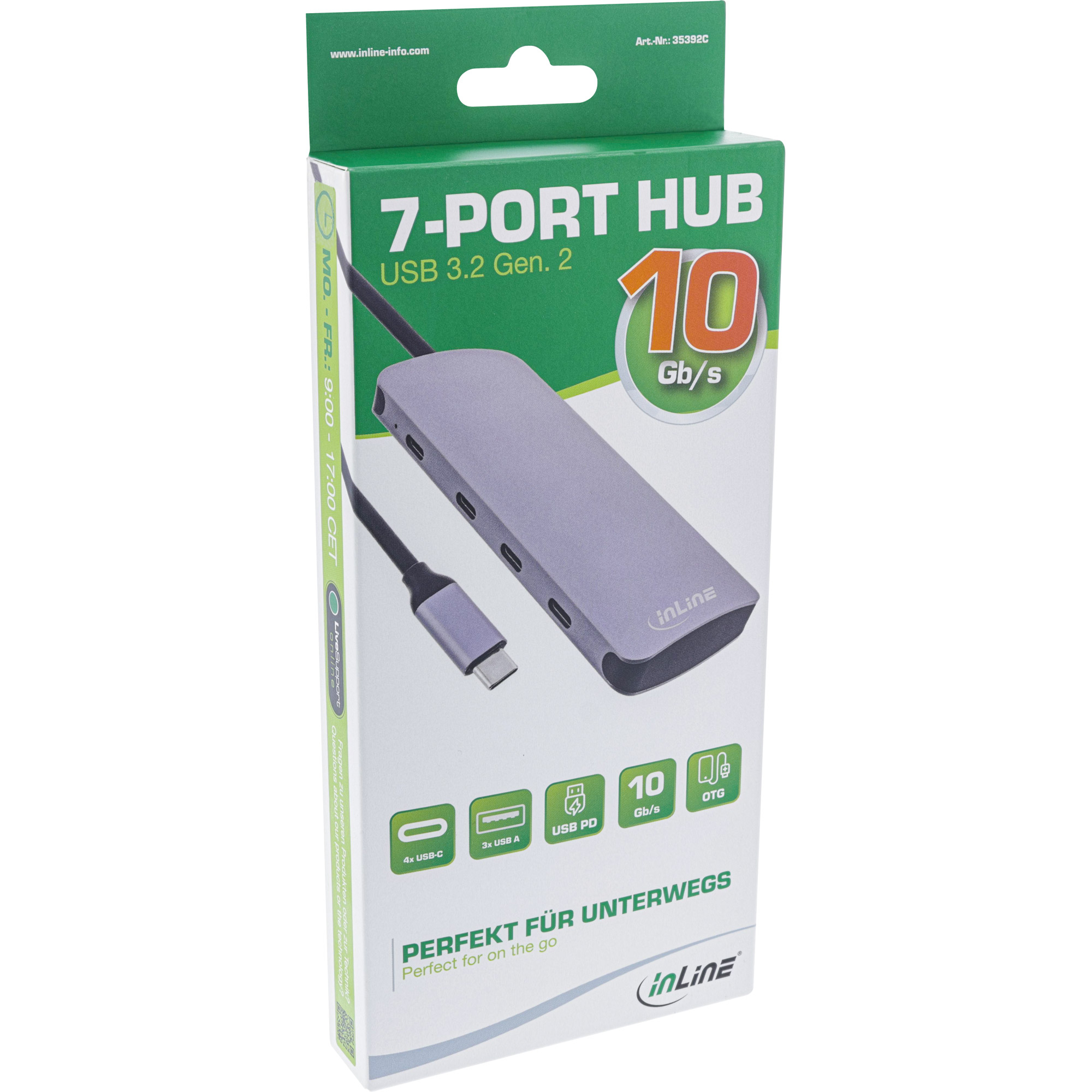 InLine USB 3.2 Gen.2 Hub, 4x USB-C + 3x USB-A, PD – image 5
