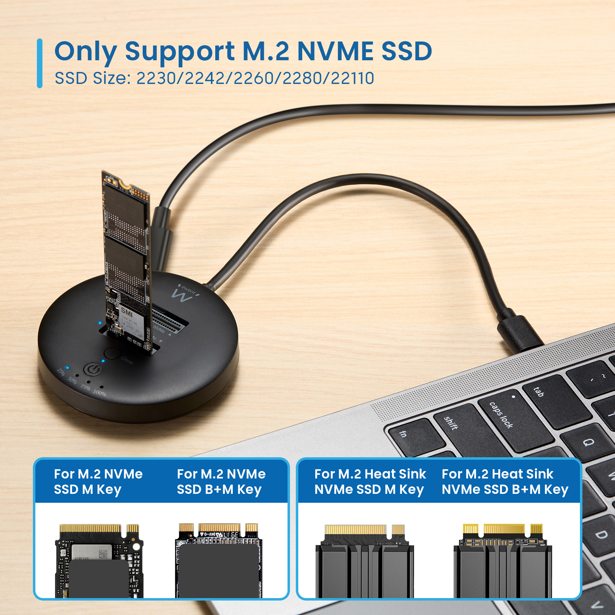 Ewent EW7078 storage drive docking station USB 3.2 Gen 1 (3.1 Gen 1) Type-C Black – image 2