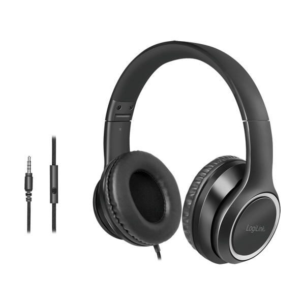 LogiLink HS0053 headphones/headset Wired Head-band Calls/Music Black, Silver – image 3
