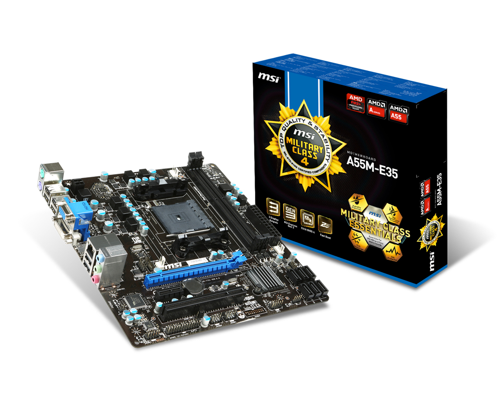 MSI A55M-E35 AMD A55 Socket FM2+ micro ATX