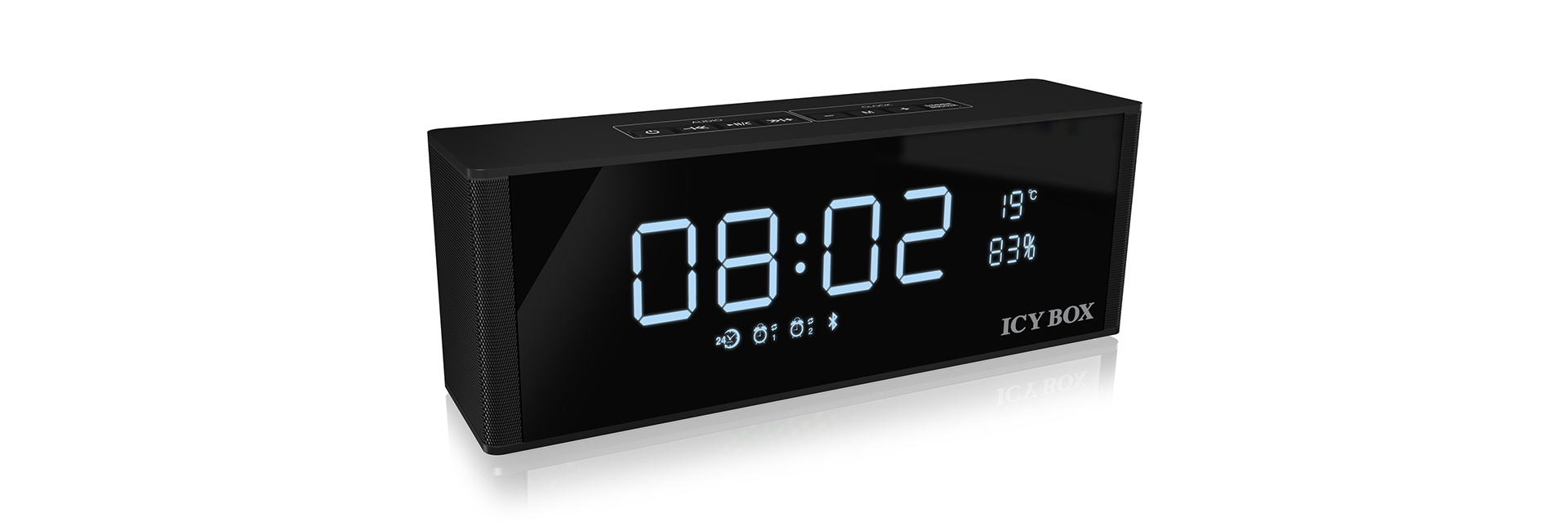 ICY BOX IB-SP101-BT Clock Digital Black – image 1