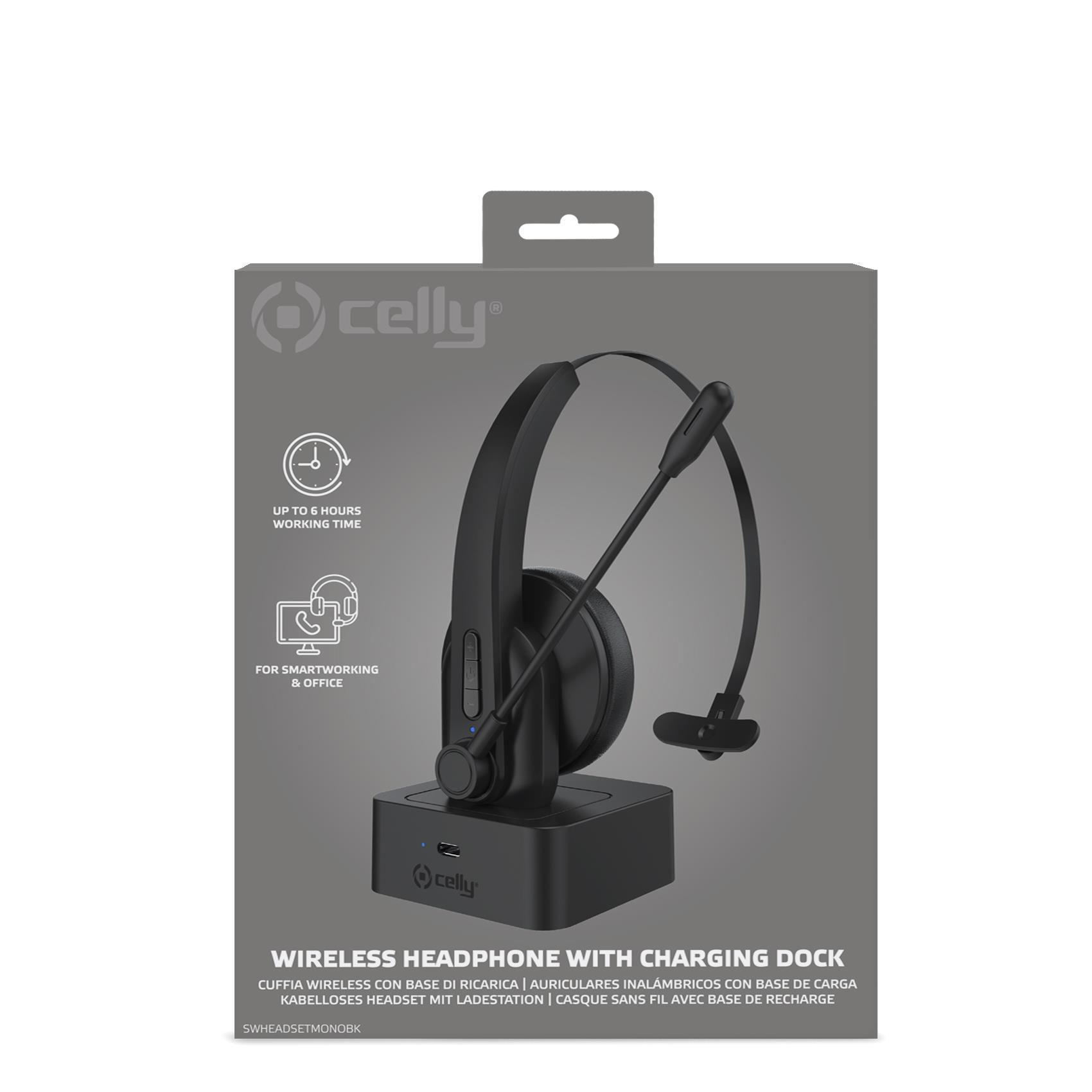 Celly SWHEADSETMONO Headset Wireless Head-band Office/Call center Bluetooth Charging stand Black – image 2