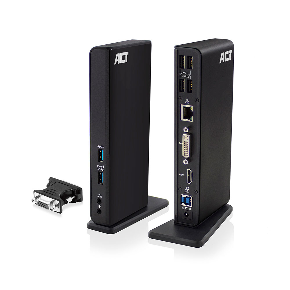ACT AC6150 USB Dual Docking station, with HDMI, DVI, 2x USB 3.2 Gen 1 (USB 3.0) , 4x USB 2.0, Ethernet and – image 5