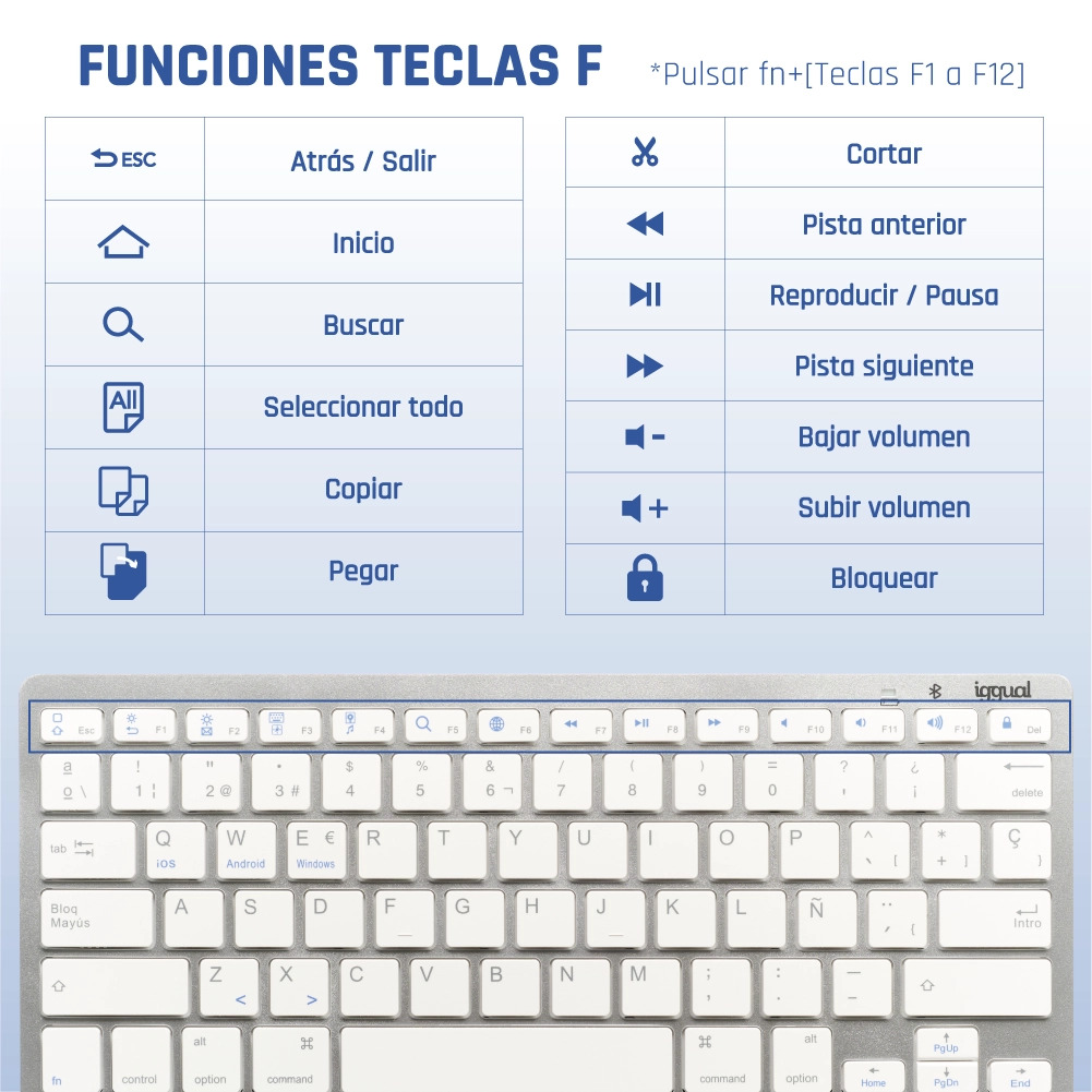 iggual TKL-BK keyboard Universal Bluetooth QWERTY Spanish Silver – image 7
