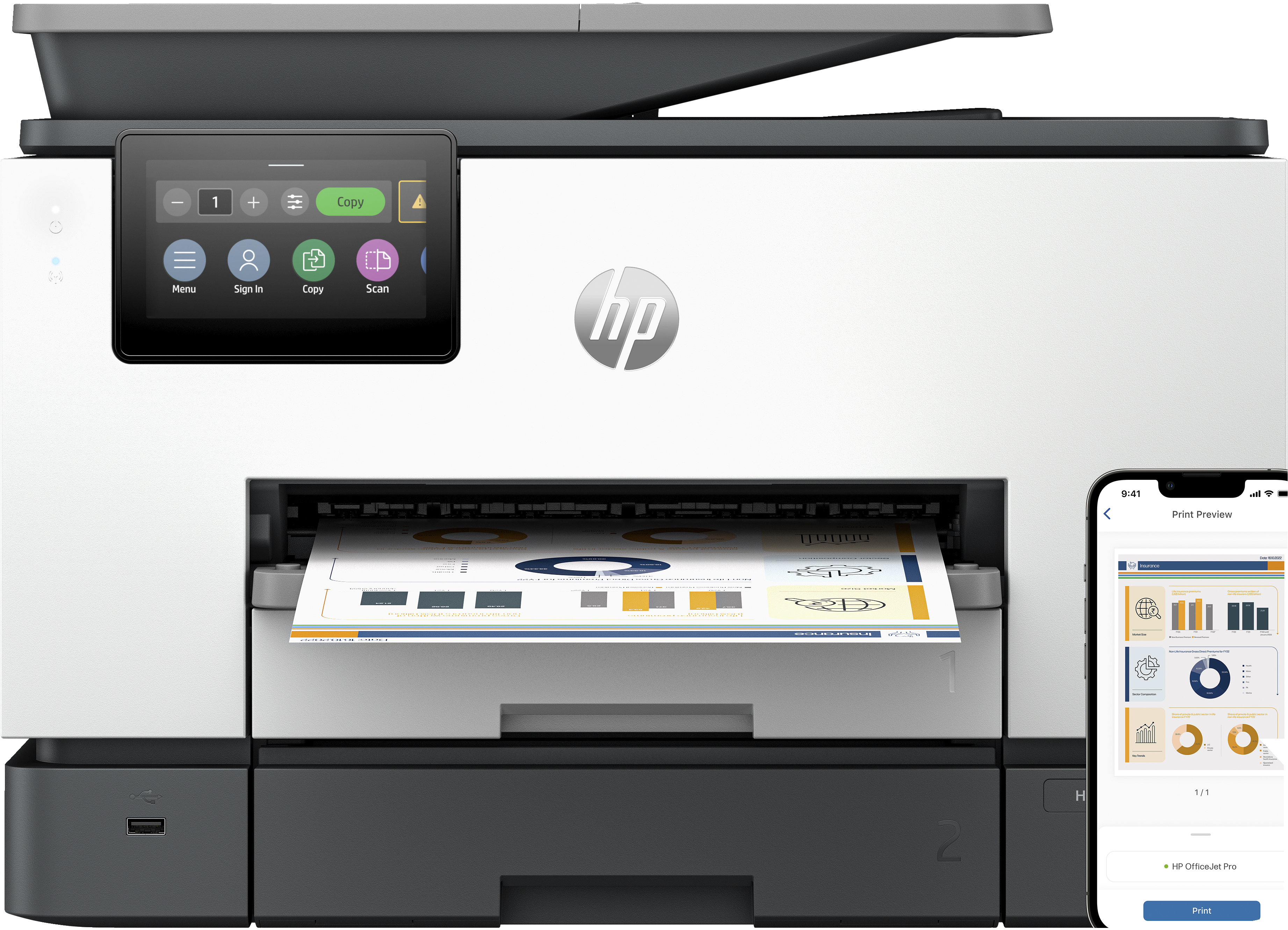 HP OfficeJet Pro 9130b All-in-One-skrivare, Färg, Skrivare för Småföretag, Skriv ut, kopiera, skanna, fax, Trådlöst; Skriv ut från en smarttelefon eller platta; Dokumentmatare; Dubbelsidig utskrift; Dubbelsidig skanning; Skanna till e-post; Skanna till PD