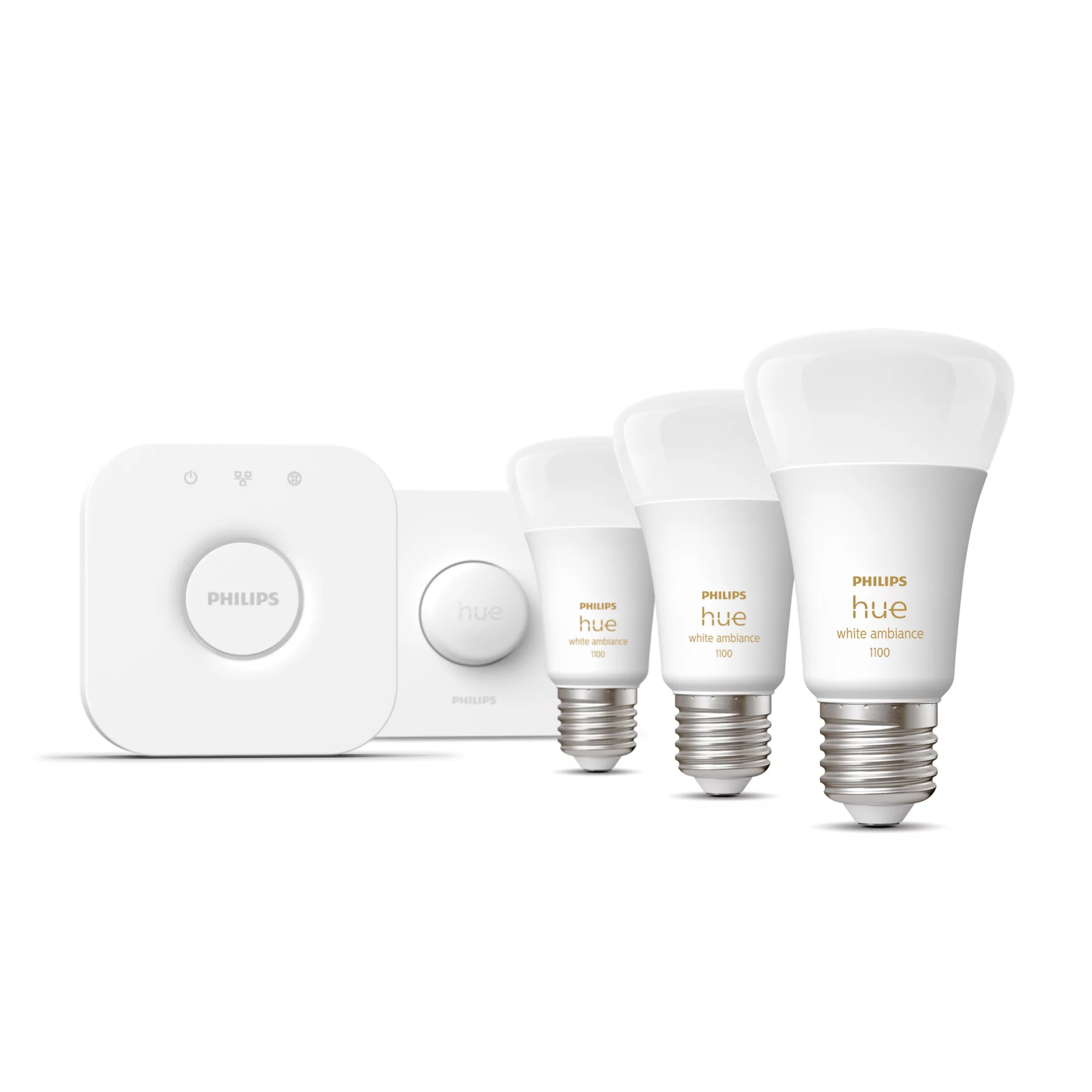 Philips by Signify Philips Hue White ambience Starter kit: 3 E27 smart bulbs (1100) + smart button – image 2