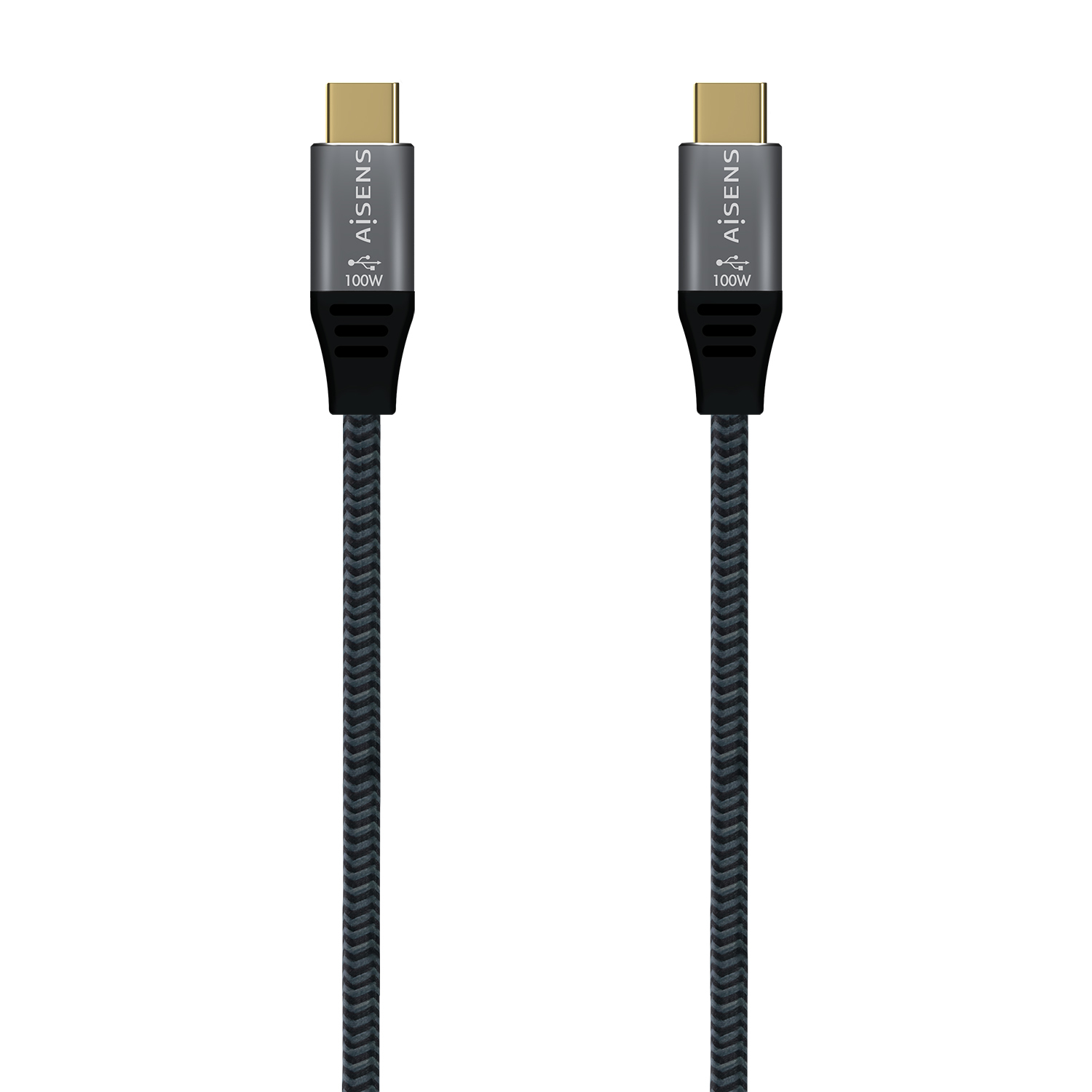 AISENS Cable USB 3.2 Gen2x2 Aluminio 20Gbps 8K@30Hz 5A 100W E-Mark, Tipo USB-C/M-USB-C/M, Gris, 1.0 m