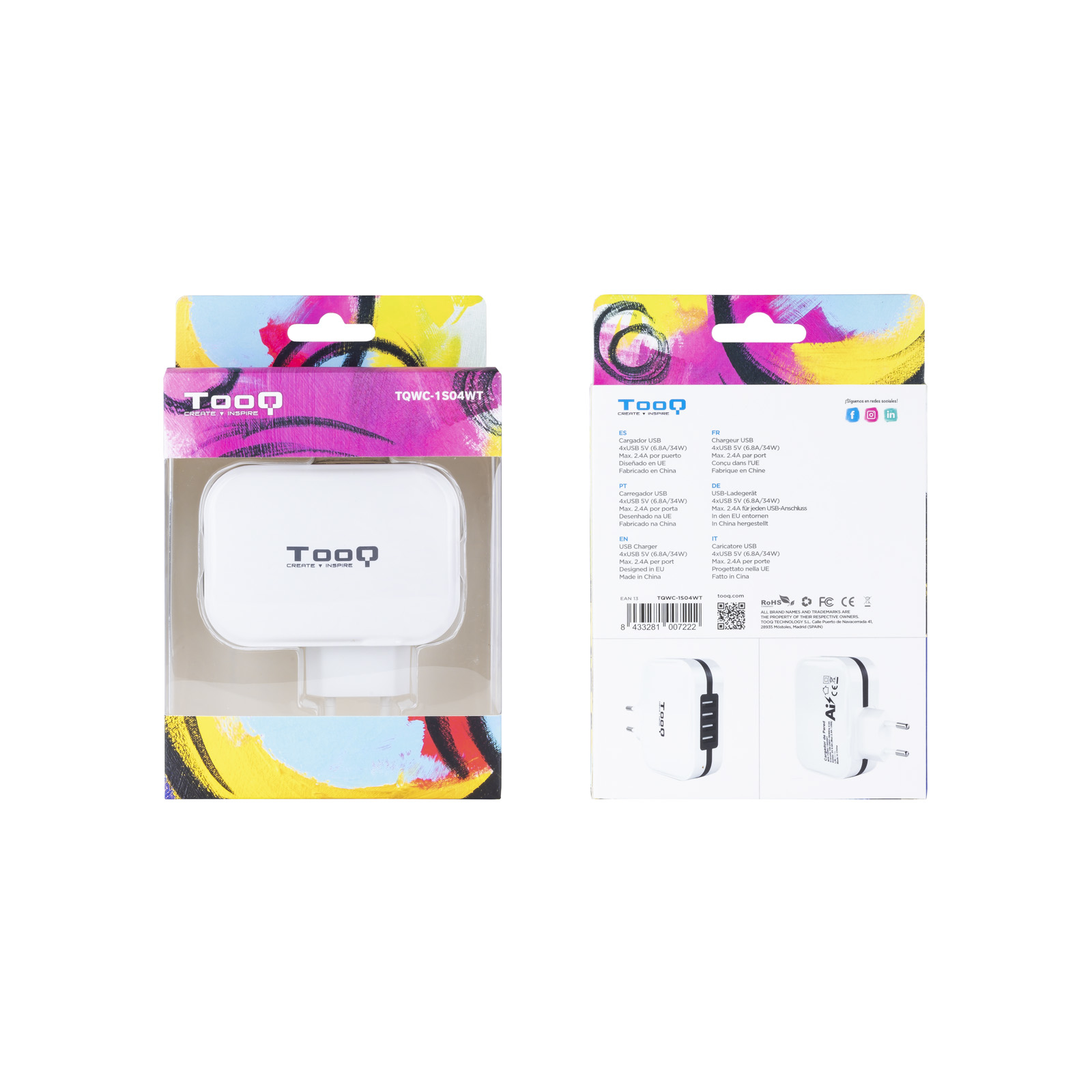 TooQ TQWC-1S04WT mobile device charger GPS, Gaming controls, MP3, MP4, Mobile phone, Smartphone, Tablet White AC Indoor – image 3