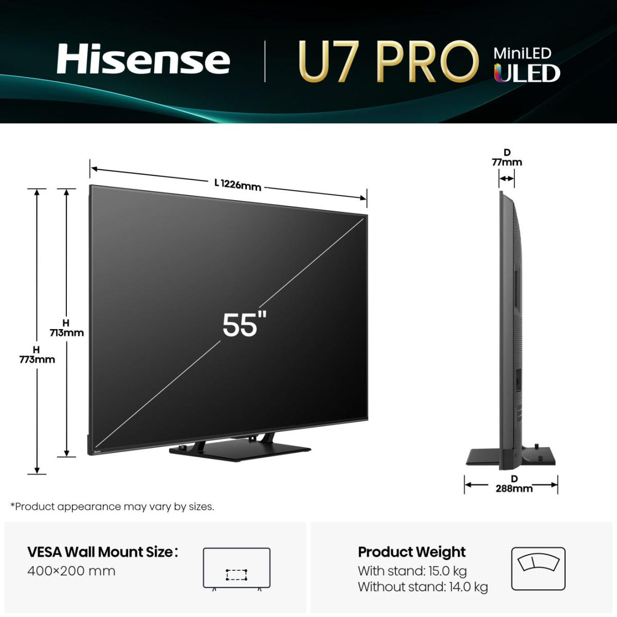 TV Mini Led HISENSE 55U7Q PRO 2025 (139cm) — photo 2