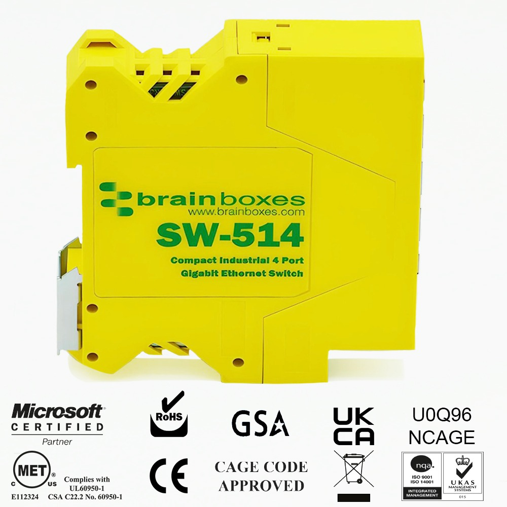 Brainboxes Compact Industrial 4 Port Gigabit Ethernet Switch – image 2