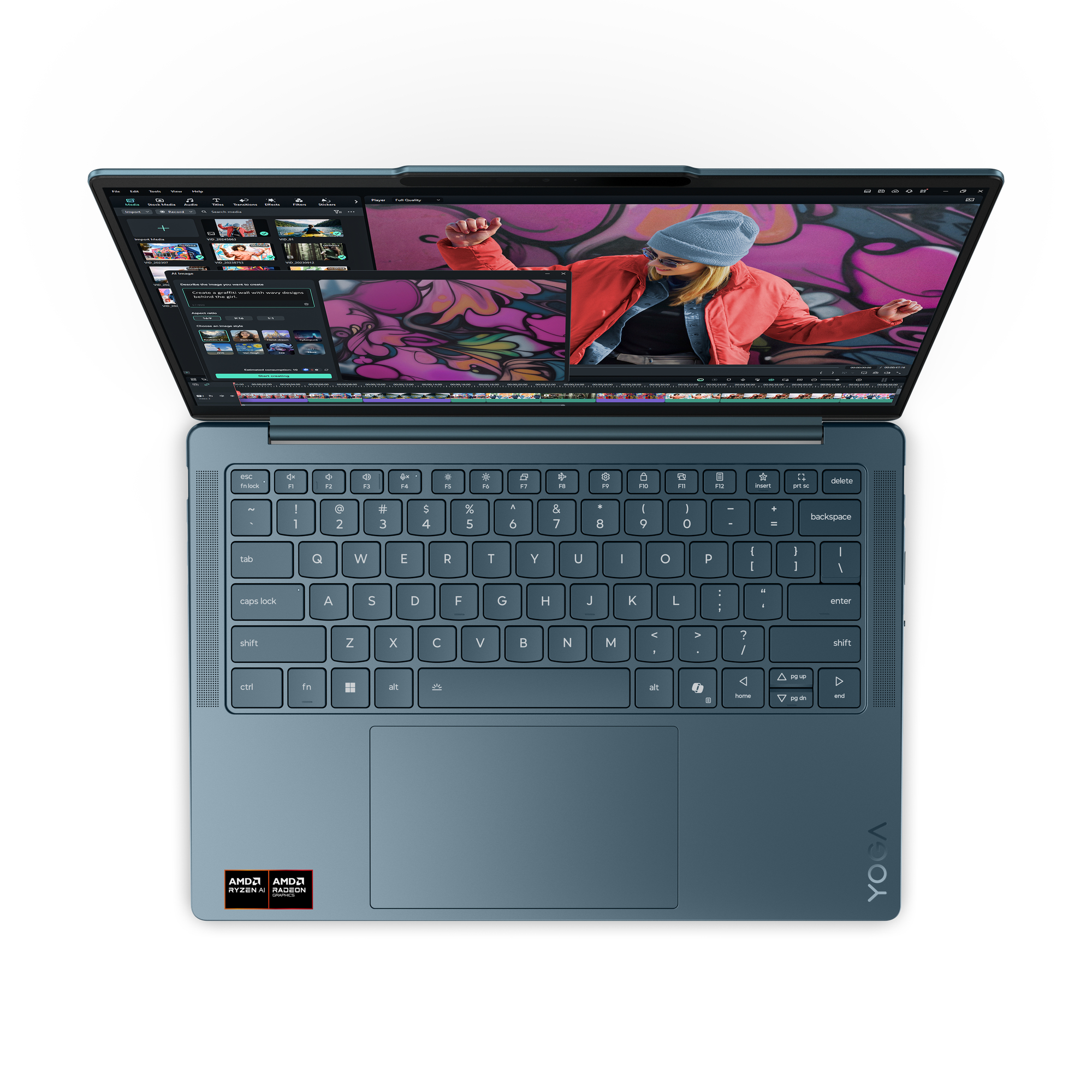 Portátil - Lenovo Yoga Slim 7 14AKP10 Copilot+ PC, 14" WUXGA OLED, AMD Ryzen™ AI 350, 50 TOPS, 32GB RAM, 1TB SSD, Radeon™ 860M, W11 Home, Azul - imagen 3