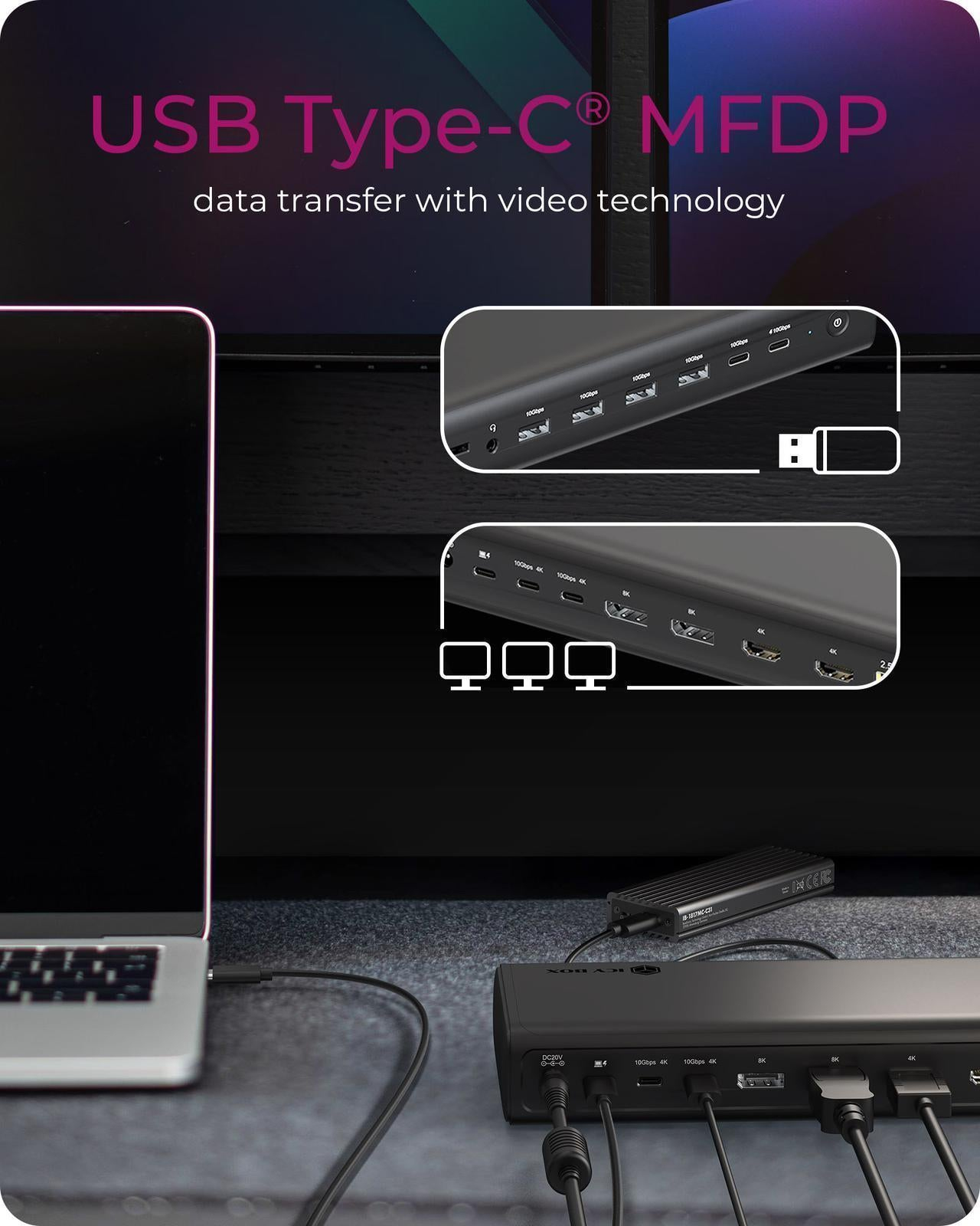 ICY BOX DockingStation 17-in-1, six video output – image 7