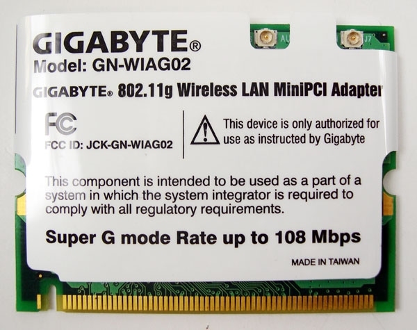 GIGABYTE GN-WIAG02 network card 108 Mbit/s