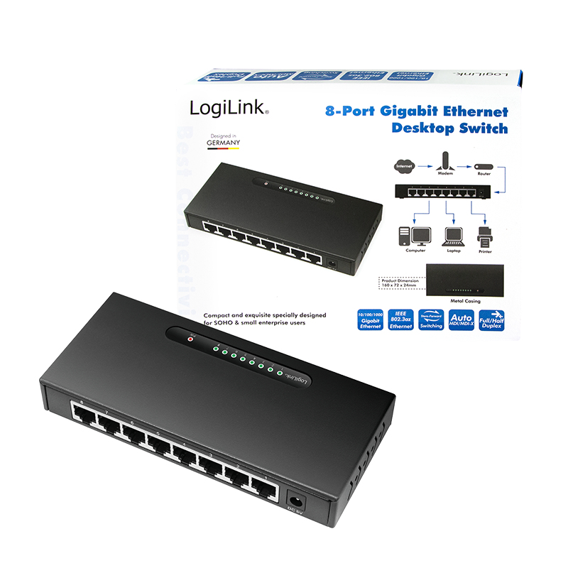 LogiLink NS0111 network switch Gigabit Ethernet (10/100/1000) Black – image 5
