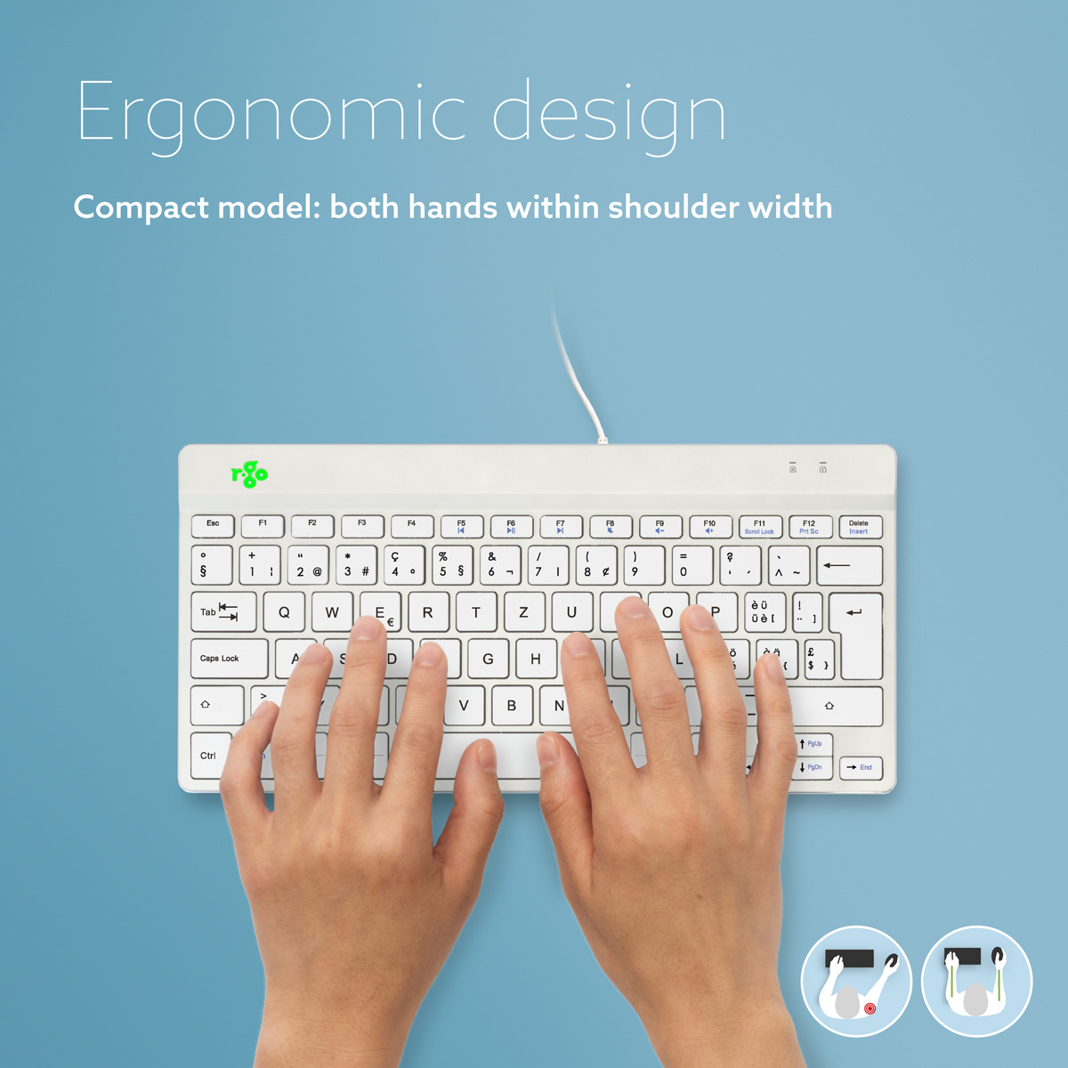 R-Go Tools Ergonomic keyboard R-Go Compact Break, compact keyboard with break software, QWERTZ (CH), wired, white – image 8