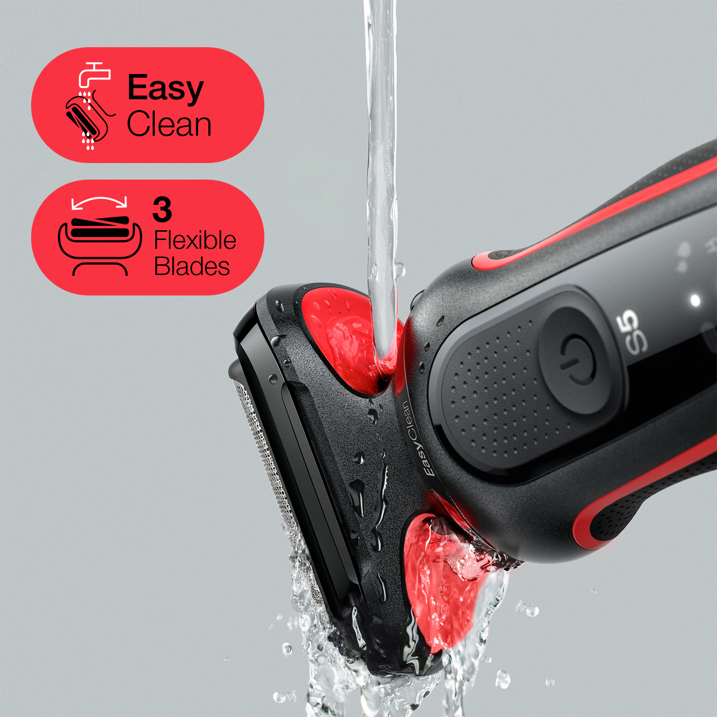 Braun Series 5 51-R1200S men's shaver Foil shaver Trimmer Black, Red – image 4