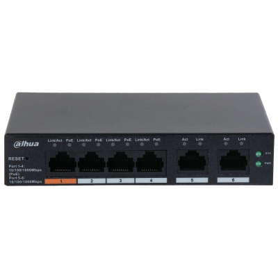 Switch Dahua DH-CS4006-4GT-60 - Gigabit Ethernet - 4 Puertos PoE+ - 2 Uplink - Gestionado - DH-CS4006-4GT-60 Switch Dahua DH-CS4006-4GT-60 - Gigabit Ethernet - 4 Puertos PoE+ - 2 Uplink - Gestionado - DH-CS4006-4GT-60