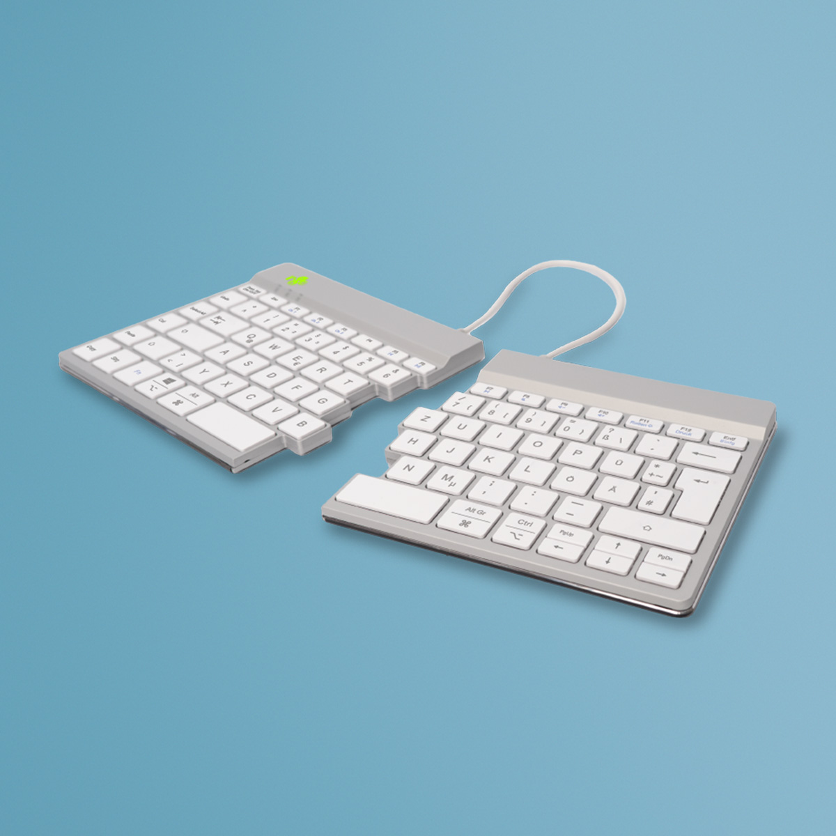 R-Go Tools Clavier ergonomique R-Go Split Break avec logiciel de pause, clavier ergonomique divisé, QWERTZ (DE), bluetooth, blanc