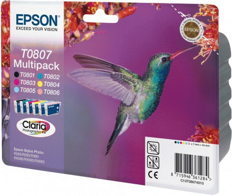 Epson Hummingbird Multipack 6-colours T0807 Claria Photographic Ink – image 2