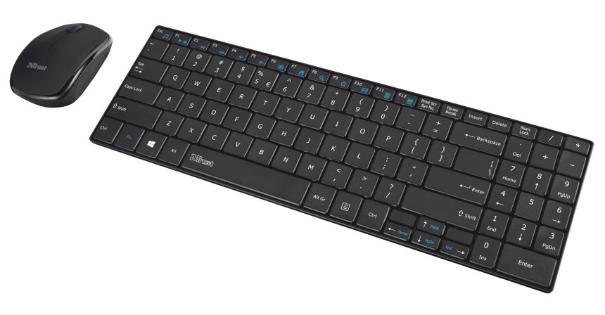 Trust 18812 keyboard Mouse included Universal RF Wireless Turkish Black – image 2