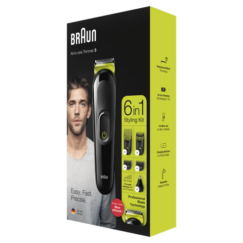 Braun All-in-one 6-in-1 Trimmer MGK3221, Men Beard Trimmer, Face, Ear & Nose Trimmer & Hair Clipper, Volt Green – image 5