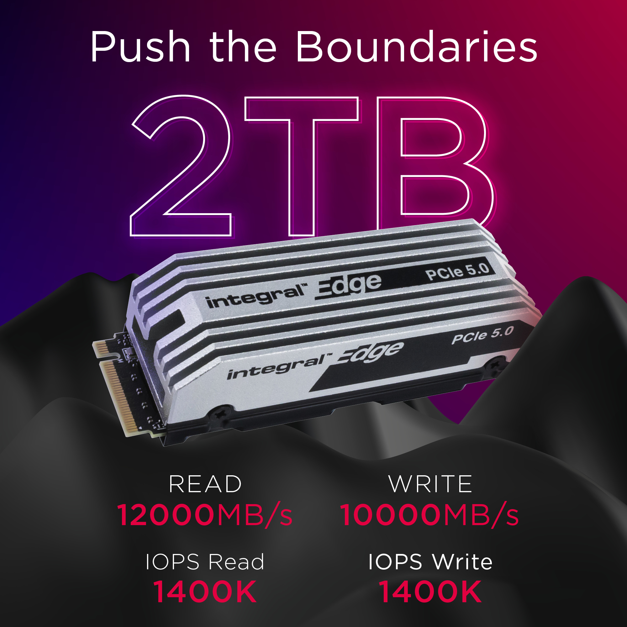Integral 2TB - 2000GB SSD M.2 2280 NVME 2.0 PCIe Gen5 x4 R-12000MB/s W-10000MB/s IOPS R-1400K W-1400K TLC TBW 1400 WITH HEATSINK EDGE – image 6