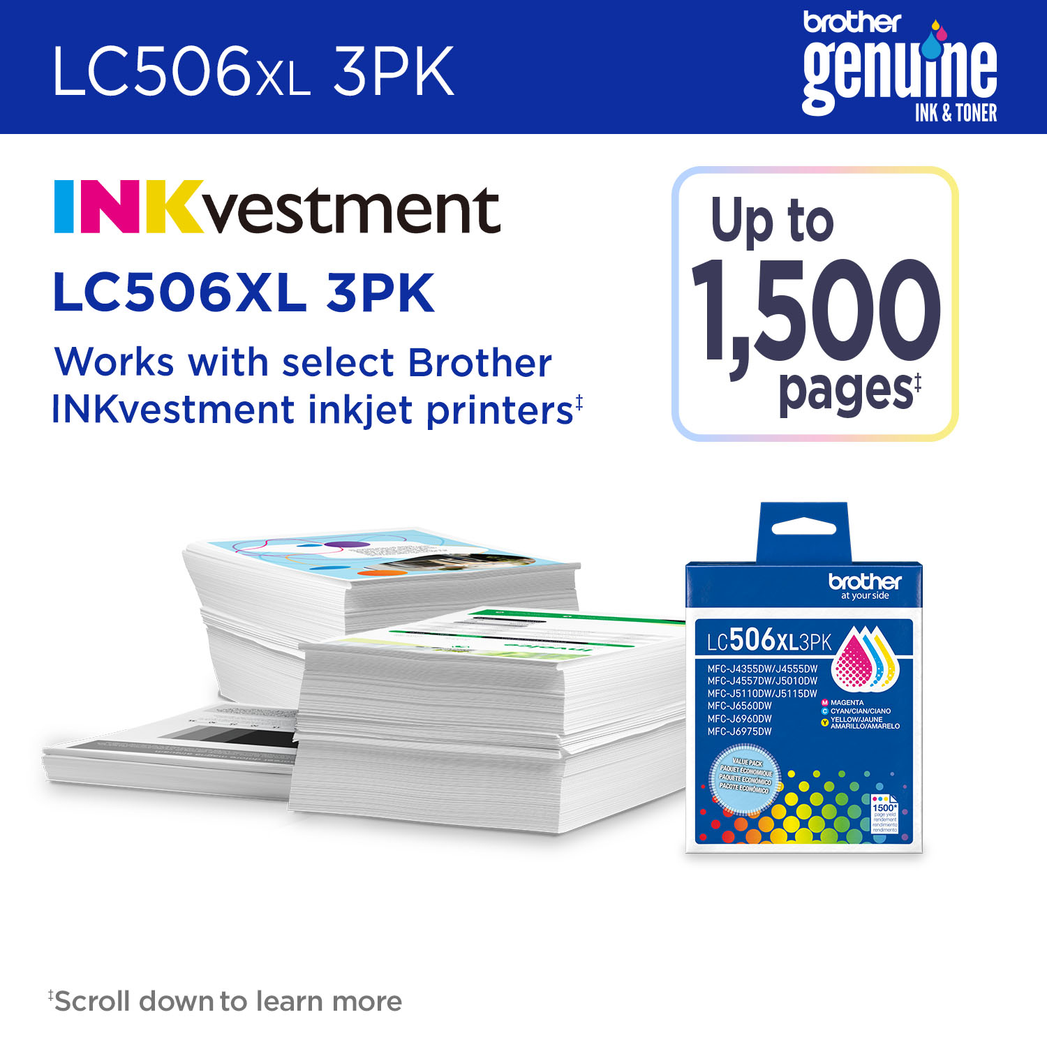 Brother LC506XL3PKS ink cartridge 3 pc(s) Original High (XL) Yield Cyan, Magenta, Yellow – image 2