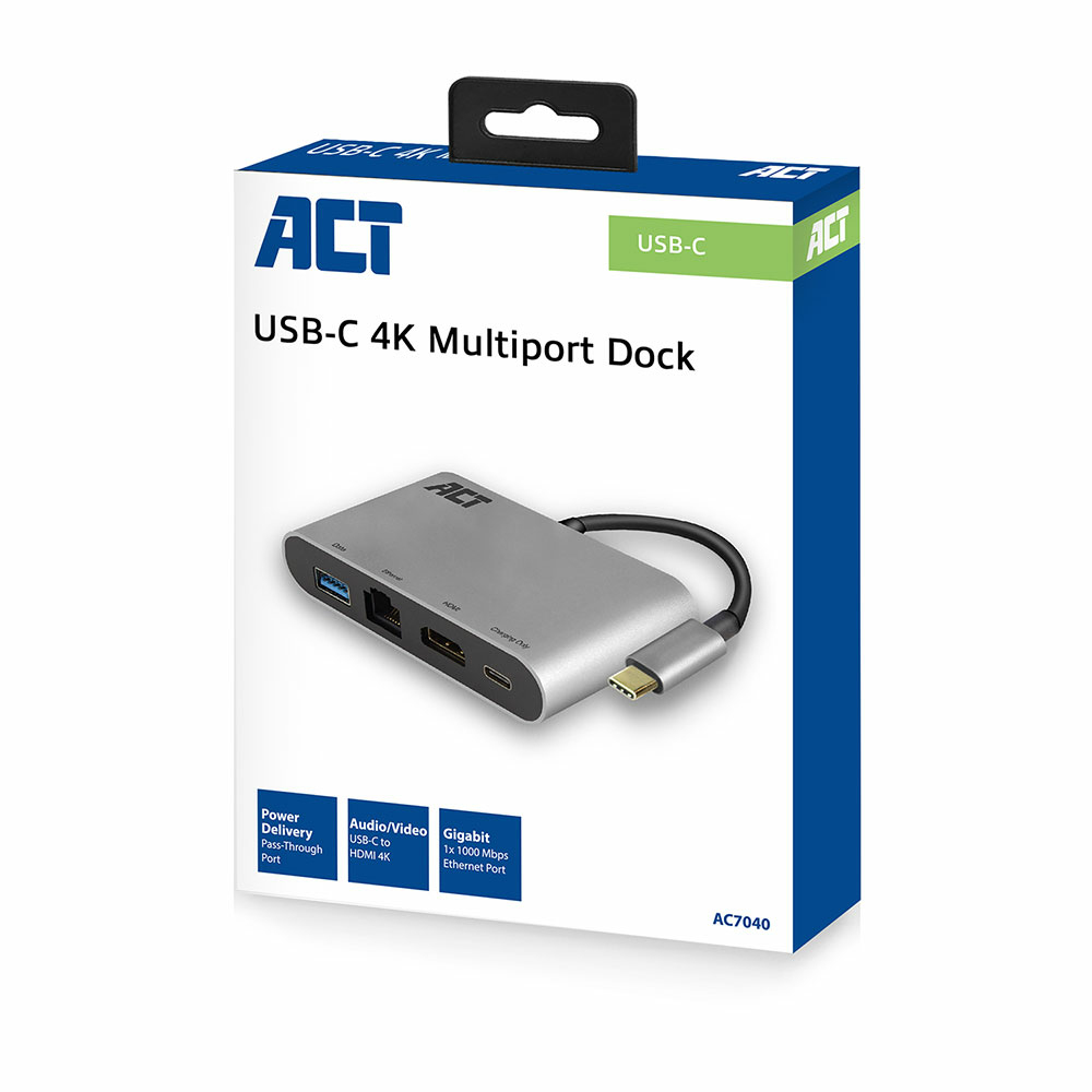 ACT USB-C docking station for 1 HDMI monitor, ethernet, USB-A, PD pass-through – image 5