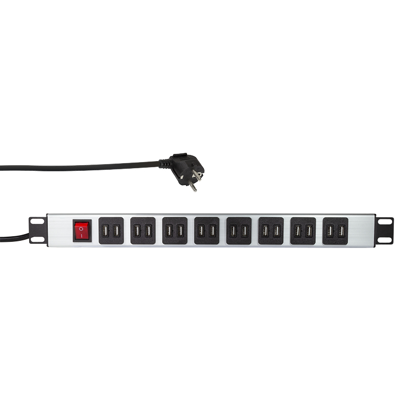 LogiLink PDU8U02 power distribution unit (PDU) 0 AC outlet(s) Black, Silver