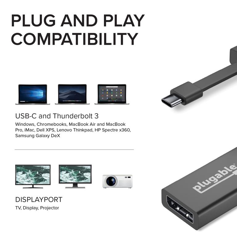 Plugable Technologies USB C to DisplayPort Adapter 4K – image 5
