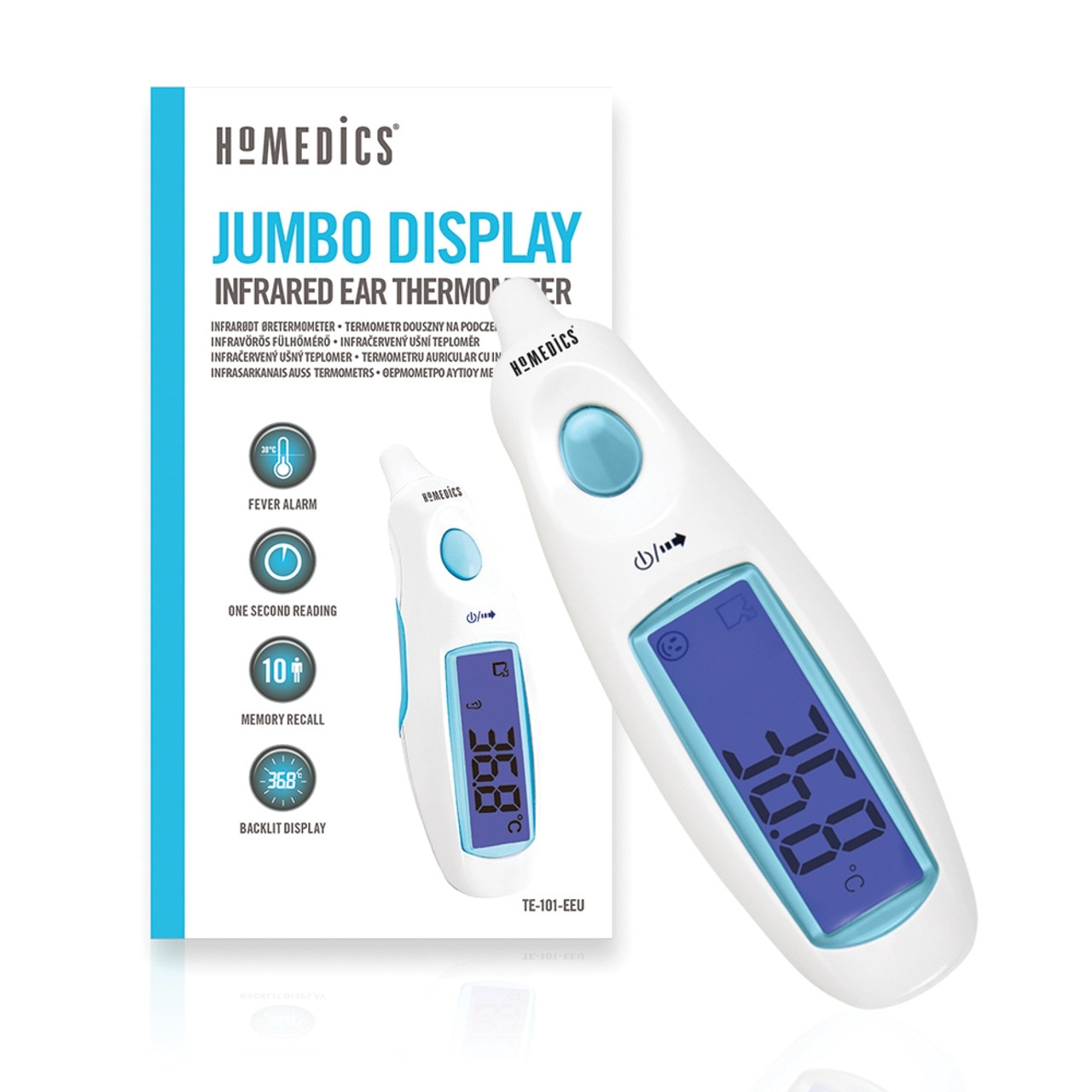 صورة ميزان حرارة HoMedics TE-101-EU للأذن - أزرق/أبيض