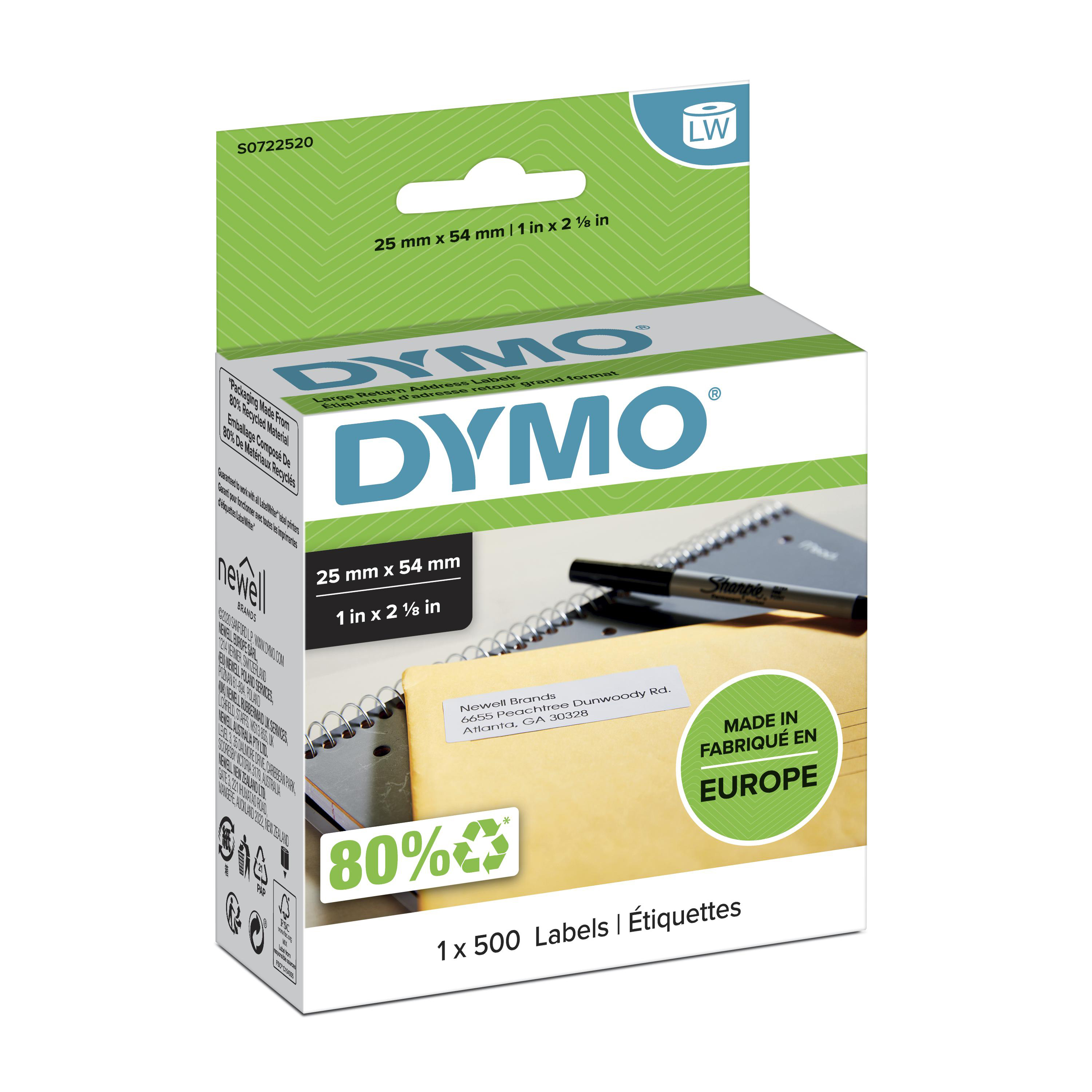 DYMO LW - Suuri palautusosoitetarra - 25 x 54 mm - S0722520