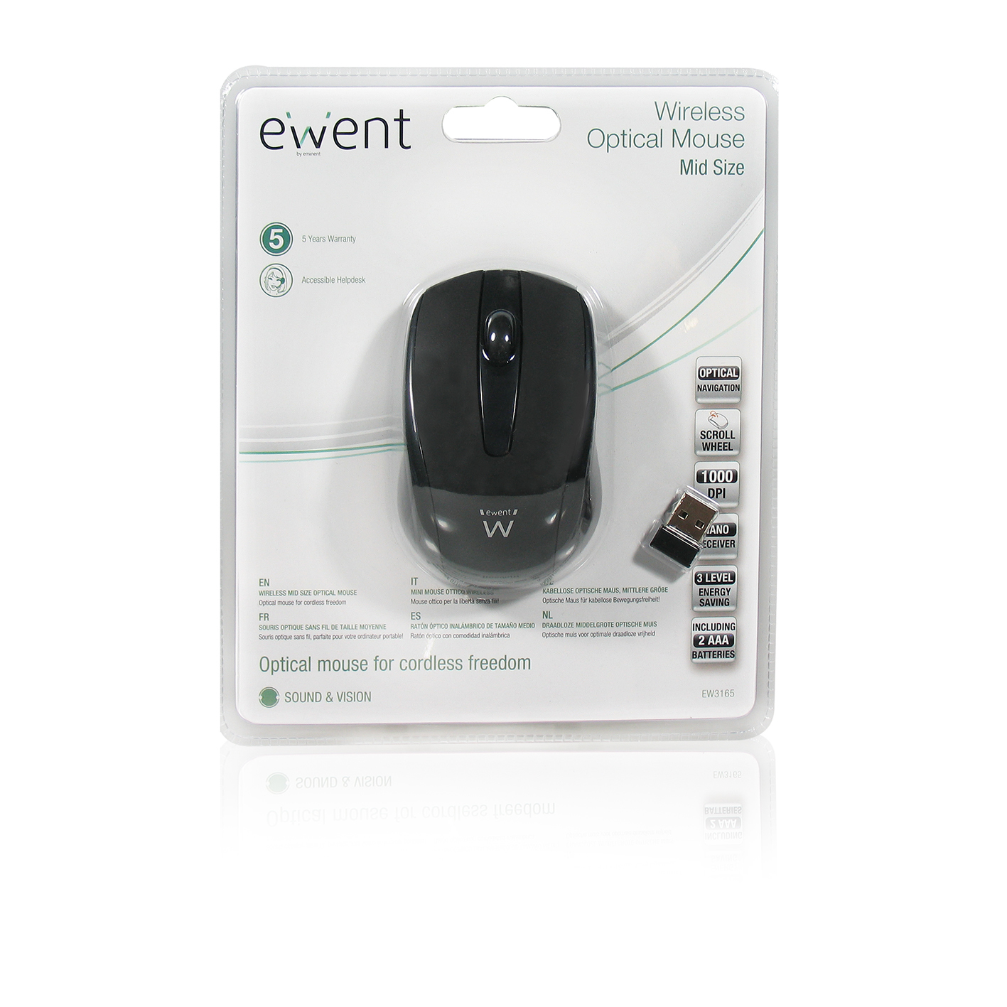 Ewent EW3165 mouse Office Ambidextrous RF Wireless Optical 1000 DPI – image 2