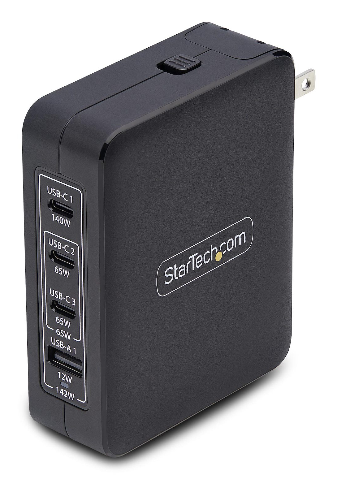 StarTech.com 140W USB-C Wall Charger, USB-C/USB-A, PD GaN Power Adapter - Power adapter - GaN technology - 140 Watt - 5 A - Power Delivery 3.1 - 4 output connectors (USB, 3 x USB-C) - black