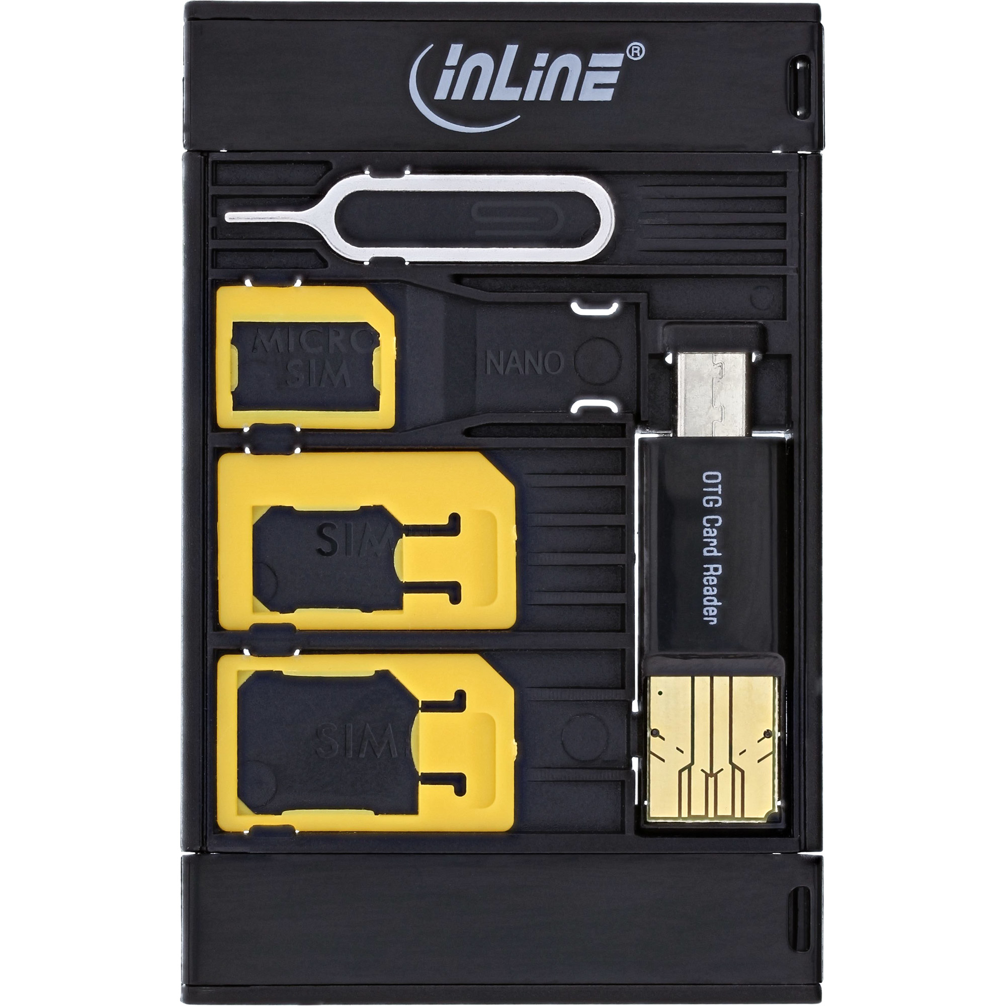 InLine SIM-BOX Sim Card Adapter & Supply Case with otg cardreader