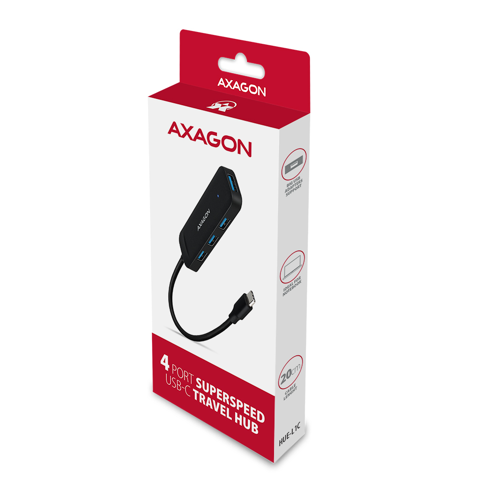 Axagon HUE-L1C interface hub USB 3.2 Gen 1 (3.1 Gen 1) Type-C 5000 Mbit/s Black – image 7