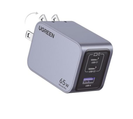 Cargador de 65W serie Nexode Pro 3 Puertos de Carga Rápida 2 USB-C 1 USB-A Tecnología GaNInfinity PD31 de 65W / QC40 Tecnología de Protección Térmica Optimiza la Carga Caja de Aluminio Incluye Cable U 25870 - 25870