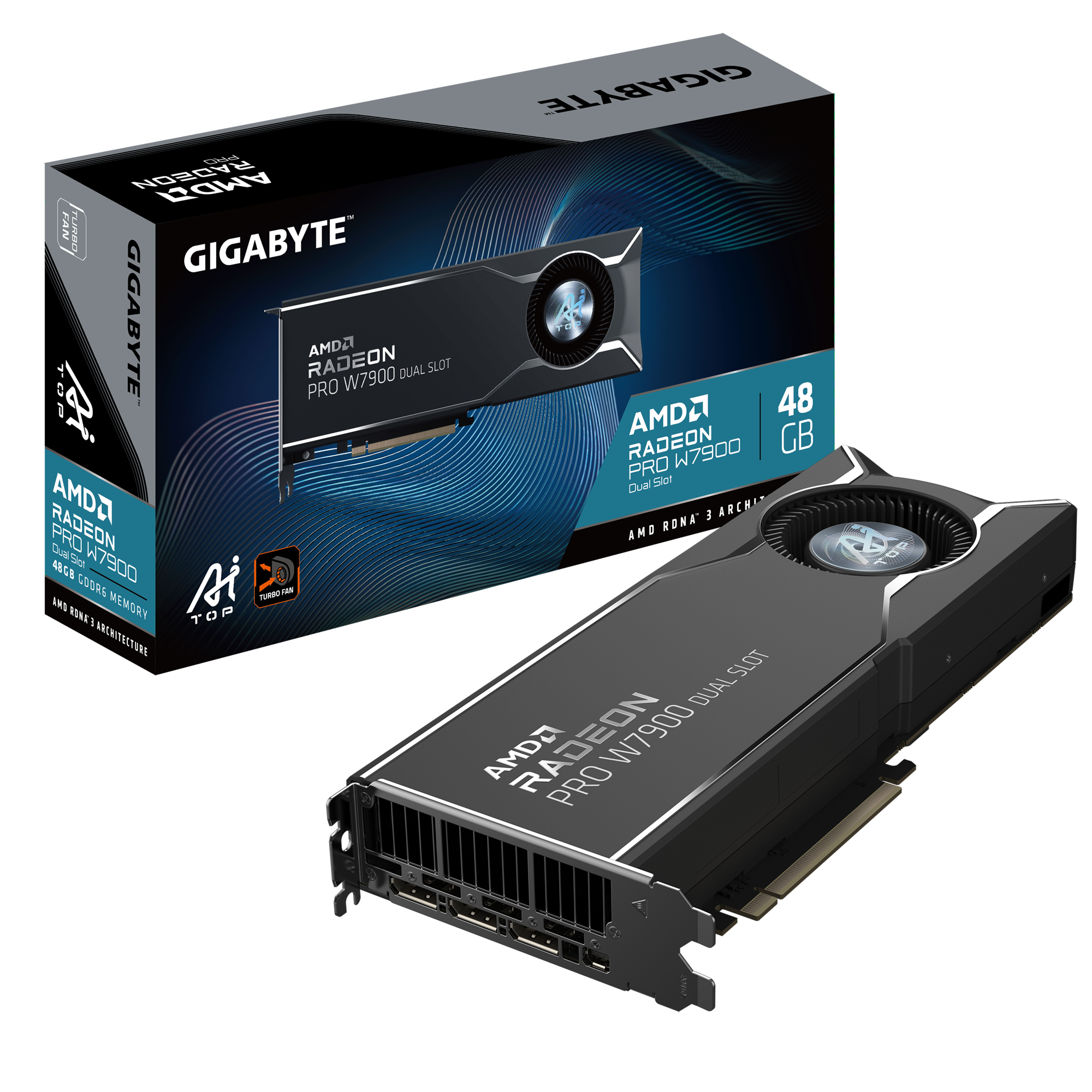 GIGABYTE Radeon PRO W7900 Dual Slot AI TOP 48G Scheda Grafica - 48GB GDDR6 384 bit PCI-E 4.0 3 x DisplayPort 2.1 W7900 AI TOP 4