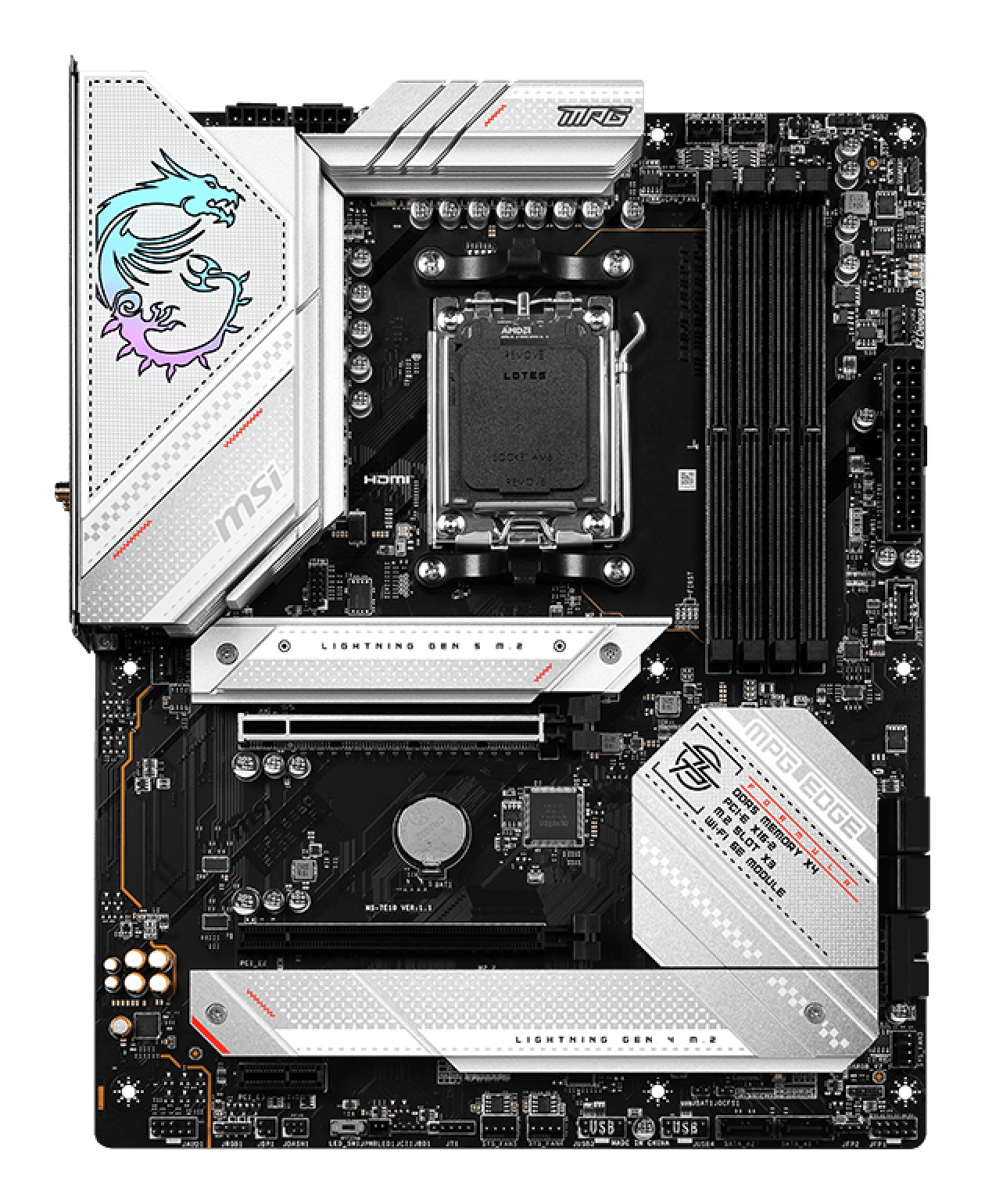 Tarjeta Madre MSI MPG B650 EDGE WIFI - Socket AM5 - 4x DDR5 - 4800/5000/7800+(OC)MHz - HDMI - DisplayPort - USB 2.0/3.2 - ATX - MPG B650 EDGE WIFI