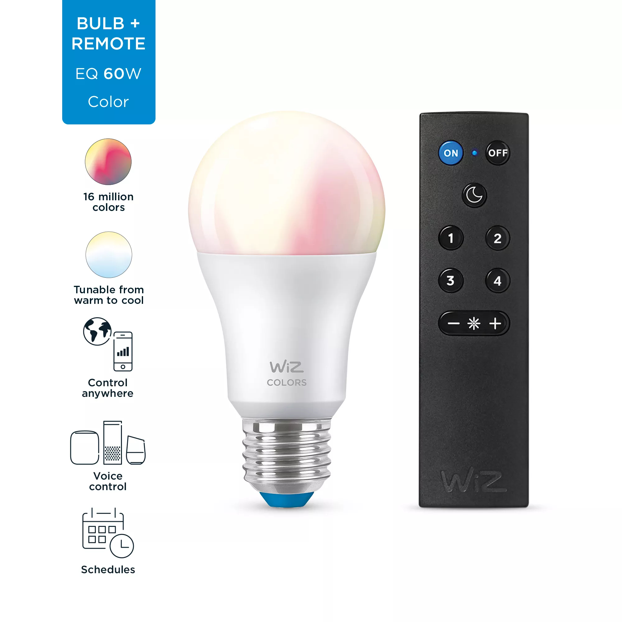 WiZ Bulb 8W (Eq.60W) A60 E27 x1 + Remote – image 4