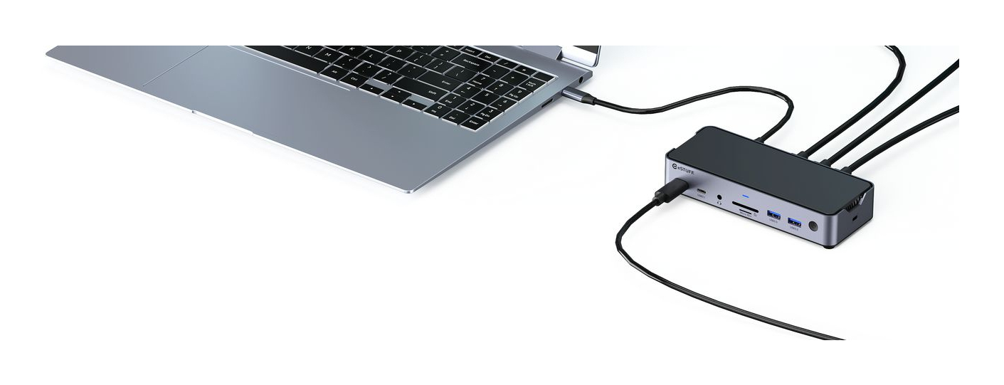 eSTUFF GLB232006 laptop dock/port replicator Wired Aluminium – image 5