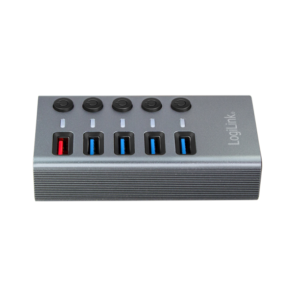 LogiLink UA0386 interface hub USB 3.2 Gen 1 (3.1 Gen 1) Type-B 5000 Mbit/s Grey – image 2