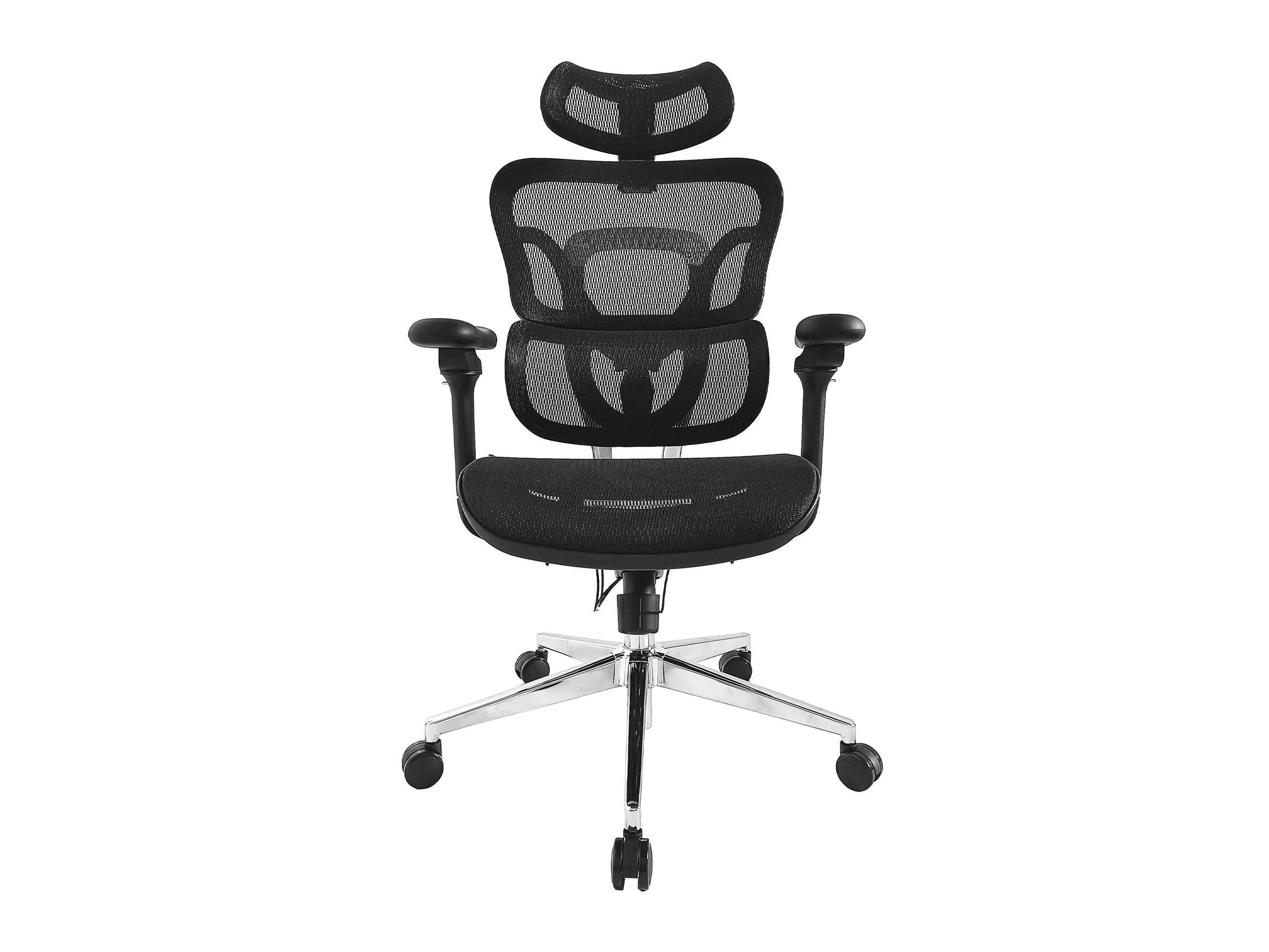 Ergonomischer Premium-Bürostuhl mit Kopfstütze und Armlehnen, Schwarz