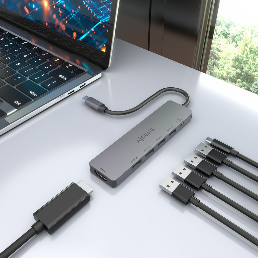 AISENS ASUC-6P047-GR laptop dock/port replicator Wired USB 3.2 Gen 1 (3.1 Gen 1) Type-C Grey – image 6